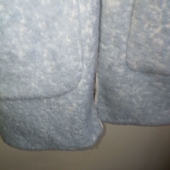 𝅺H&M Light Blue & White Wool Zipper Front Flat Pockets Minimalist Boucle Size 4 - Picture 7 of 14